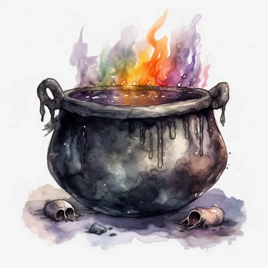 Watercolor witches cauldron, fantasy, magic, Fantasy Clipart, PNG Clipart, Illustration clipart, 4K, extremely detailed