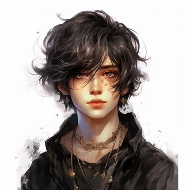beautiful stunning handsome cute anime gothic e-boy, paint art style, clipart, white background, superrealistic, one of a kind