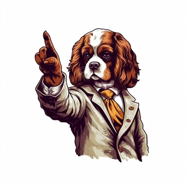 fashion Cavalier King Charles Spaon shows The middle finger clipart, white background, flat colors