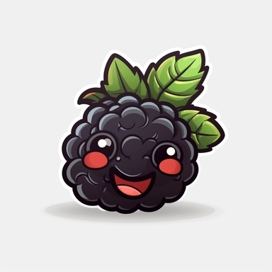 cute Blackberry, happy and smiling, bold line, clipart, sticker, white background, no shadow, 8k detail