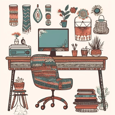 object for office, boho, inside border clipart