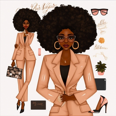 Lady boss clipart, Boss Babe clipart, Planner Girl Clipart, Fashion Girl Clipart, Boss Girl clipart, Afro girl clipart