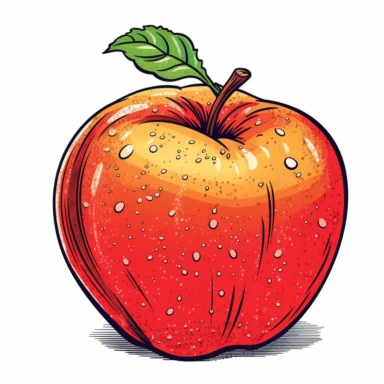Drawn apple, isolated on a plain solid white background, clipart