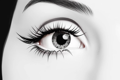 real eye lashes on a white background in silhouette style white background, fake eyelashes svg clipart, negative space + Sharp + realistic, photo realistic, symmetrical, high detail,