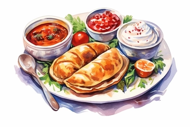 Watercolor, Holubtsi, Ukrainian cuisine, clipart, hd, on a white background, spaced out