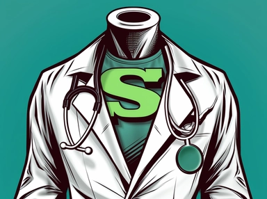 a letter S in a style of superman logo on a chest of a doctor with white coat , vector clipart at freebies vector, 2 colors only green and white, 8k resolution