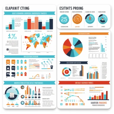 power point infographic/ clipart style. Simple on white background. An infographic showing key statistics and benefits associated with enterprise content management, such as increased efficiency, improved information management, improved compliance, etc. This can be displayed as a series of charts or bars, each labeled with the benefit and the corresponding statistic.