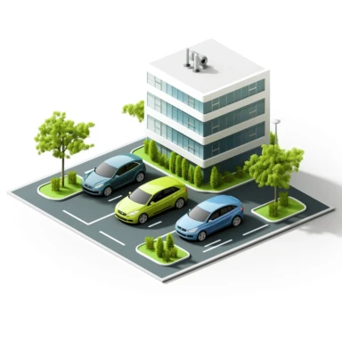 Clipart, car parking, white background.