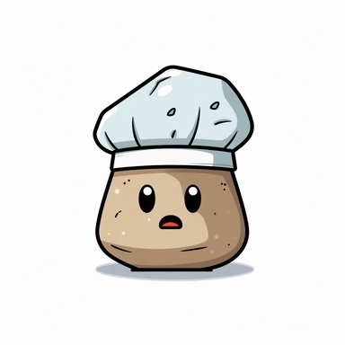 a cute minimalist boulder wearing chef's hat, clipart