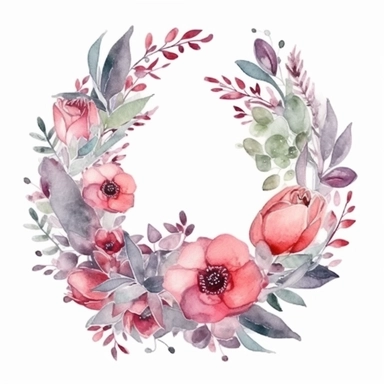 elegant valentine's day wreath ,watercolor clipart ,minimalist ,beautiful colors,isolated white background,8k