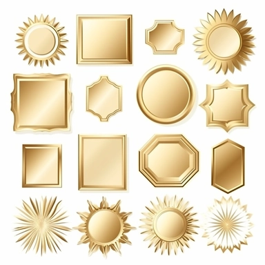 frame. Golden blank promo sticker. Sunburst badges, label, sale tag. Design elements. vector illustration on a white background clip art