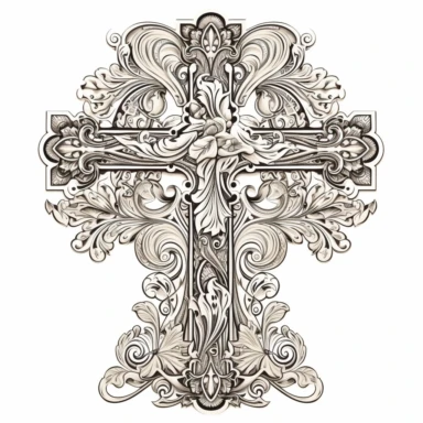 beautiful cross clipart, contour, white background no jesus