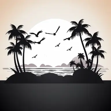 simple beach scene black, svg, clipart, silhouette cricut, white background