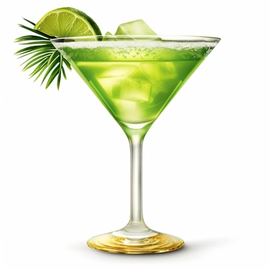 In this delightful Daiquiri clipart illustration, a tropical oasis comes to life against a clean white background. The iconic Daiquiri cocktail steals the spotlight, showcasing its vibrant and captivating features. A sleek cocktail glass takes center stage, filled with a refreshing blend of rum, fresh lime juice, and a touch of sweetness. The drink is beautifully garnished with a lime wedge perched on the rim, adding a pop of color and tangy aroma. The clipart captures the essence of a Daiquiri,