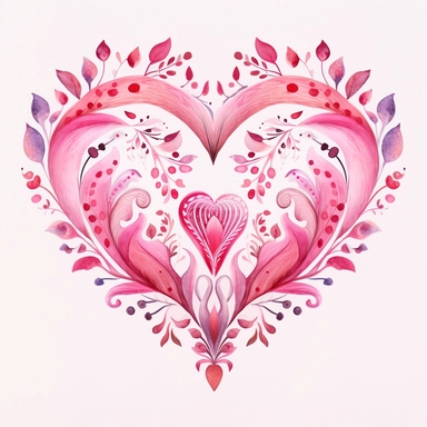 Heart Clip Art Boho Pink Heart Love Clipart Hand Painted