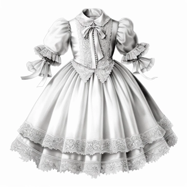 vintage victorian baby dress, clipart, white background