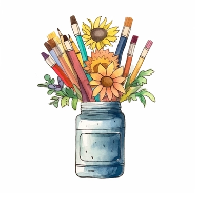 hand drawn, A school , illustration Watercolor clipart, katie daisy style, single object,png,transparent, white background for removing background - - no text shadow font watermark