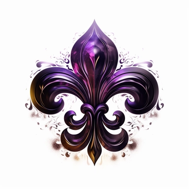Clipart, gorgeous fleur de lis ink , dark colours, luminous, glowy, ink alcohol, intricate, illustration, detailed, 8k, png, isolated on white background