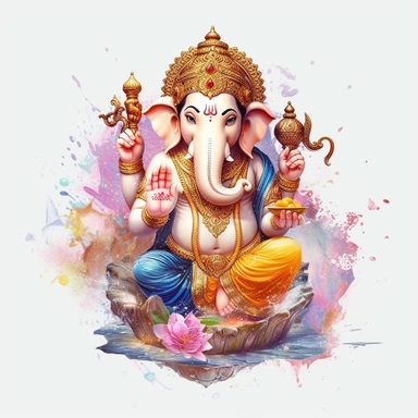 realistic watercolor ganesh clipart illustration