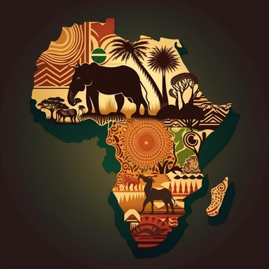 Africa continent tribal art map concept, vector art, vector clipart