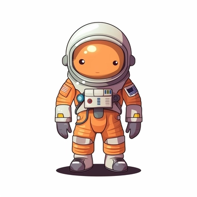 cute cartoon astronaut, colorful, in the style of george ault, clipart, white background