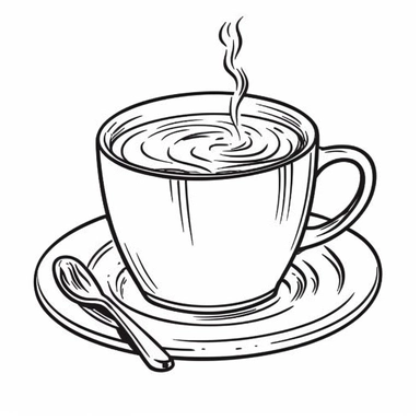 hot chocolate, for kids, simple, all black and white for coloring book, isolated, line art, printable outline art, digital art, clip art, only outerlines, black lines,