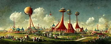 sharpen A fascinating amusement park, Clipart, by Hieronymus Bosch, Outrun