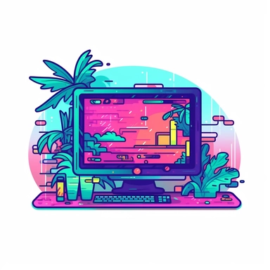 studio logo of programming colorful code getting out of a computer's screen clipart , boho style, in style of Watercolor and ink outline