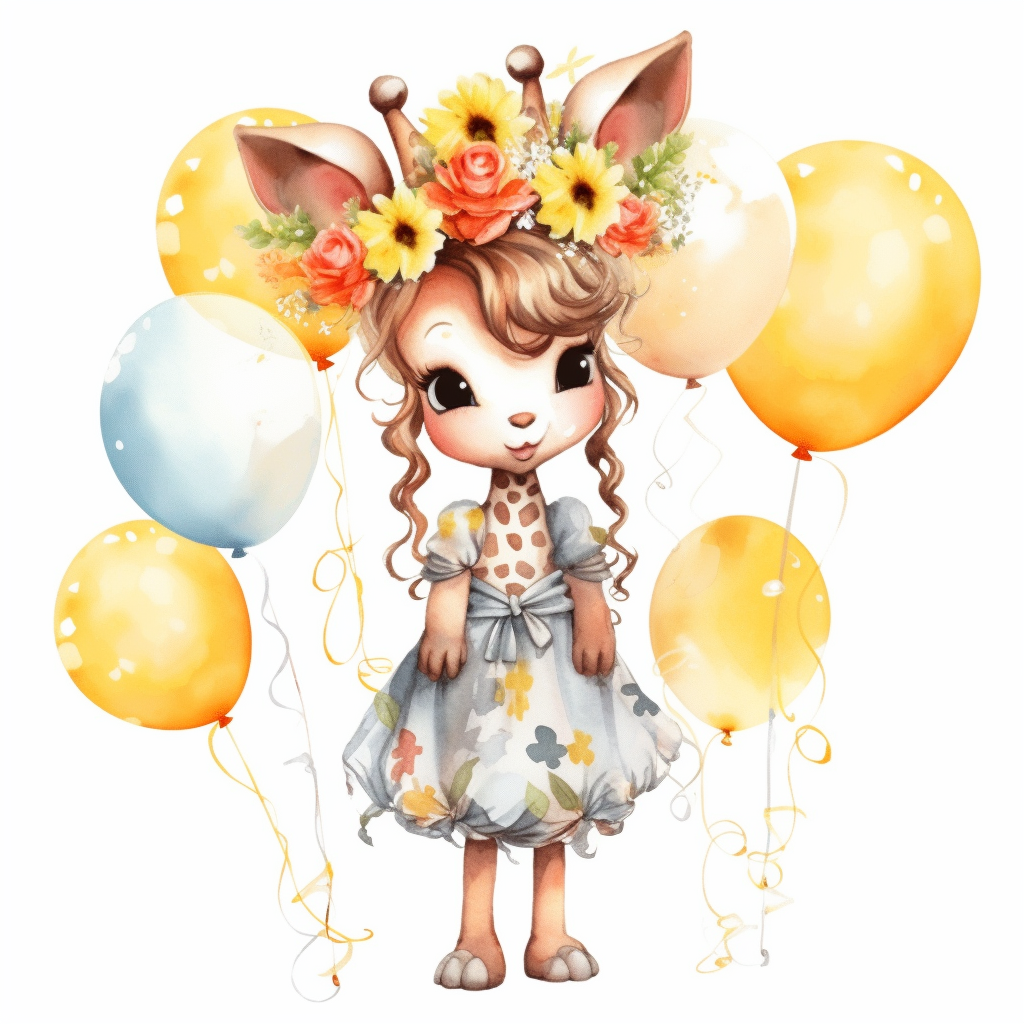 giraffe balloons cliparts