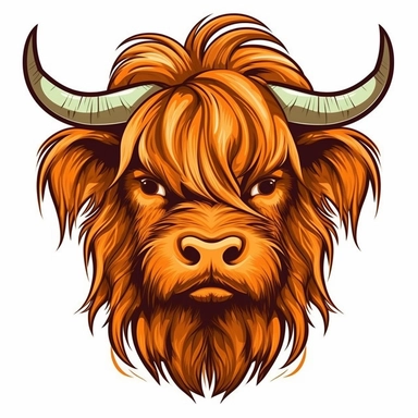 highland cow head clipart