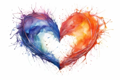 Watercolor, Generate a heart shape using intertwined fishing hooks clipart, hd, on a white background, spaced out