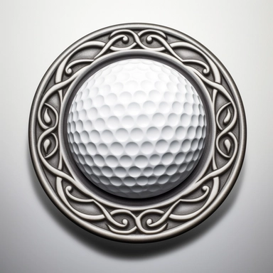 simplistic clipart golf ball marker, black and white, sticker, logo style, flat