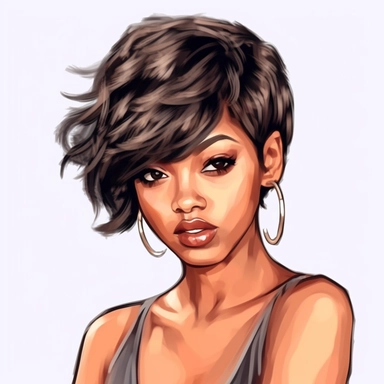 Black Woman Clipart, Pixie haircut girl PNG, Black Girl, Short Pixie hairstyle Black Woman, African American Girl Hand Drawn Art Style PNG, Printable Art Trending on Artstation