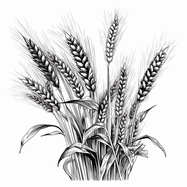 black and white clipart of barley
