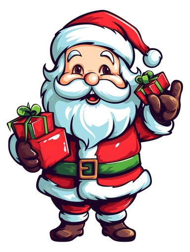 1 Detailed Christmas Cute Santa Clipart, 5 Fingers, Simplified,