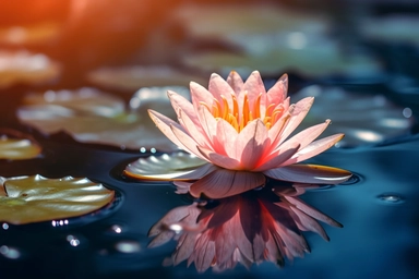 water lilly flower clipart, flooded sun, realistic photo, photography, 8k