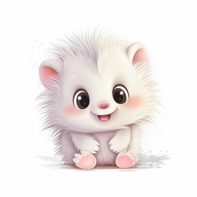 cute baby Porcupine clipart, happy, animal only, isolated on white background, illustration, pastel colors, no shadow, vector, high definition, Full HD, 8k