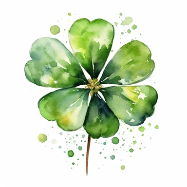 Watercolor single Clover Clipart