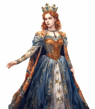 watercolor realistic medieval queen screenshot,clipart, super detailed, in the style of watercolor illustrations, intricate patterns and details, on solid white background , no shadow, oil paintings, nightcore, decorative artistry, on white background, spaced out