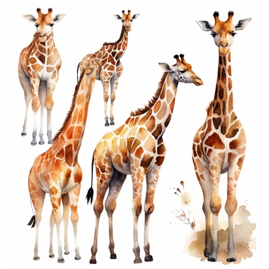 Giraffe Watercolor Clipart, Cute Clip art for commercial use, Transparent PNGs, African Safari Zoo Animal, Baby Giraffe Silhouette <@1110215565999611998>