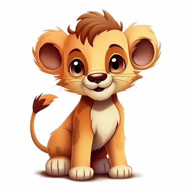 Clipart of a cute baby lion, full body