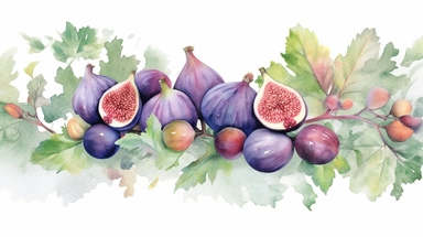 figs clipart border in watercolor style, high quality and very detailed