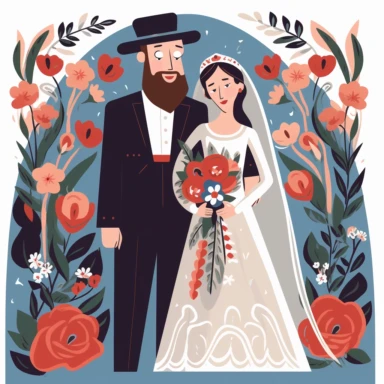modern illustration of jewish orthodox marriage clipart