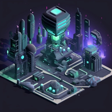 isometric perspective, game sprite, futuristic city park concept, gaming asset, sci-fi, fun, creative, cartoon, clipart, hyper-detailed, black background,