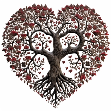 cut out tree of life in a heart clipart