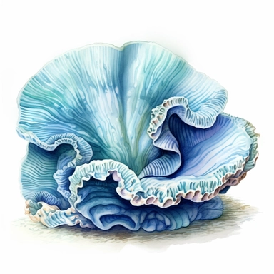 giant clam realistic clipart + white background + watercolor style
