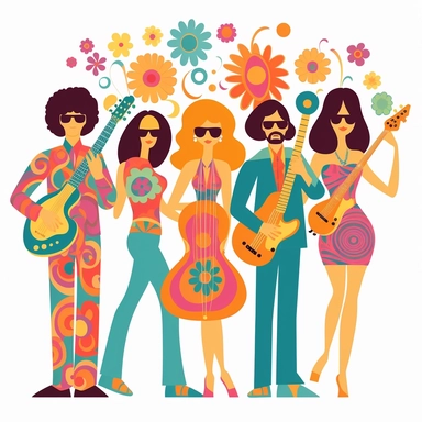 retro, groovy, clipart, isolated on white background