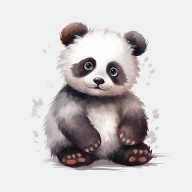 clipart of a cute panda on a white background, full-body view, realistic illustration, oil paints, crimson, neat strokes, expressive, Disney charm, very detailed, soft gradient, light contrast, dreamy, inspiration from Artstation, white solid background –q2 –v 5.1