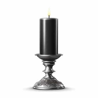 Vector realistic clip art black candle on silver candlestick