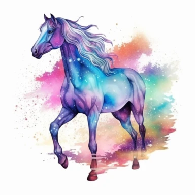 Watercolour Magic Mystical realistic horse clipart horse, stars, planets, dreamu clipart,trippy, white background--v 5.1